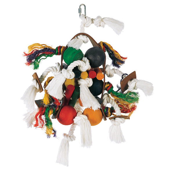 Living World Junglewood Bird Toy, Large Wood, Rope and Tamborine with 6 Balls and Hanging Clip