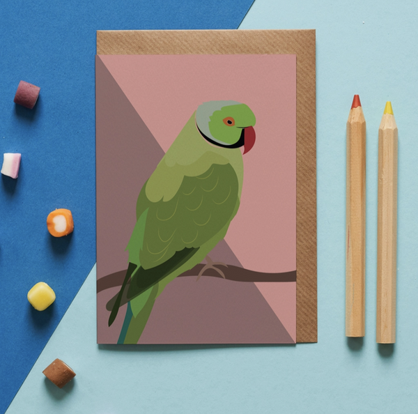 Lorna Syson Queenie the Parakeet Greeting Card