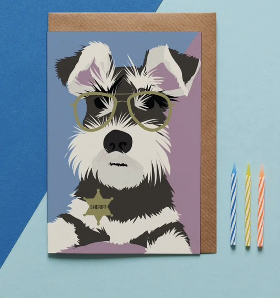 Lorna Syson Monty the Schnauzer Dog Greeting Card