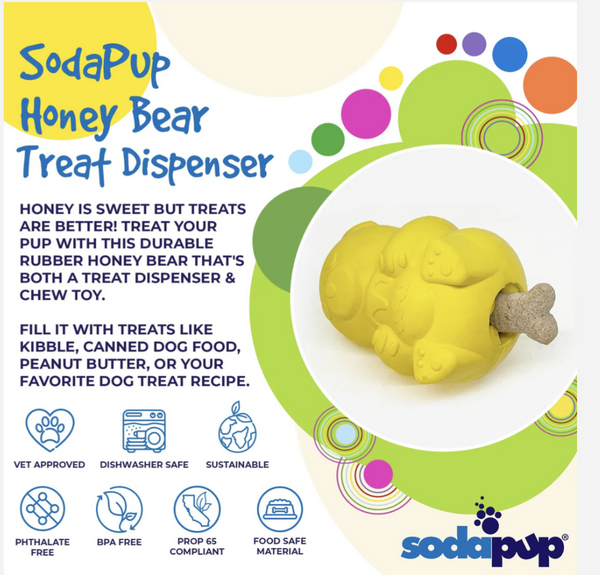 Soda Pup Honey Bear Treat Dispenser Medium