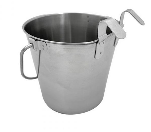 Stainless Steel Flat Side Feed Bucket with Hooks
