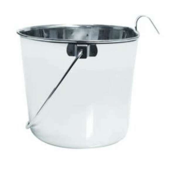 Stainless Steel Flat Side Feed Bucket with Hooks