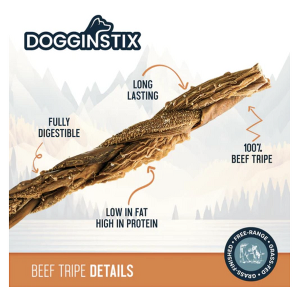 Dogginstix Braided Beef Tripe