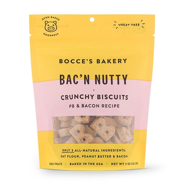 Bocce's Bakery Dog Crunchy Biscuits Bac'N 
Nutty 5 oz