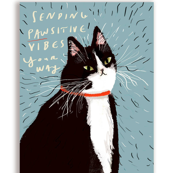The Dancing Cat Pawsitive Vibes - Greeting Card
