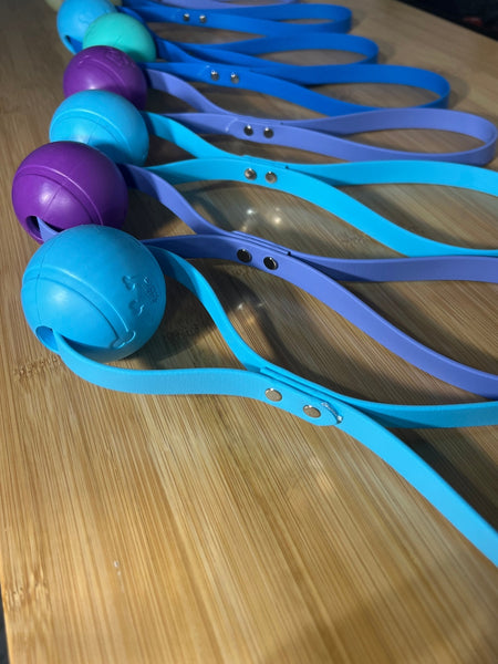 Biothane Tug Toy Baby Blue with Glow Ball