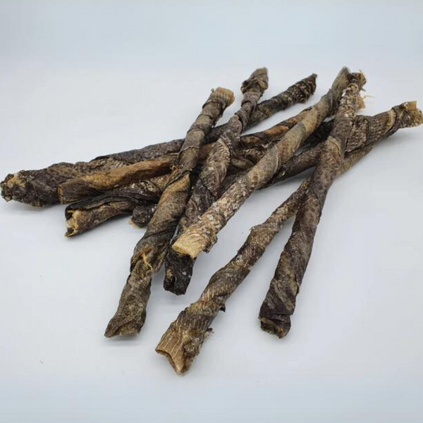 Tickled Pet - Dog - Treats - Icelandic -BULK- Codfish Skin Rolls 7 - 10"