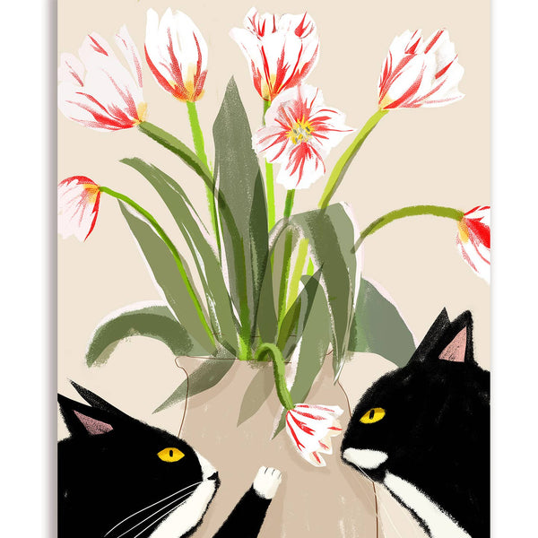 The Dancing Cat Dutch Tulip Cat Greeting Card