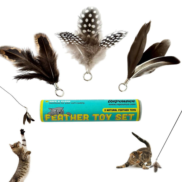 Forever Stick Feather Toy Attachment Set (3Pc) Natural Feathers For Cats