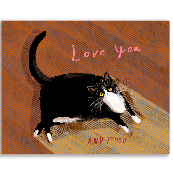 The Dancing Cat Love You and Food Cat Card