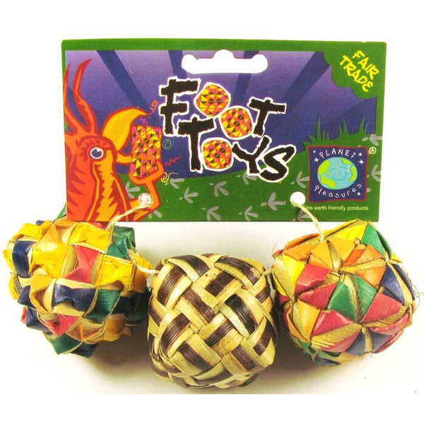Planet Pleasures Small Woven Square Foot Toy - 3 Pack