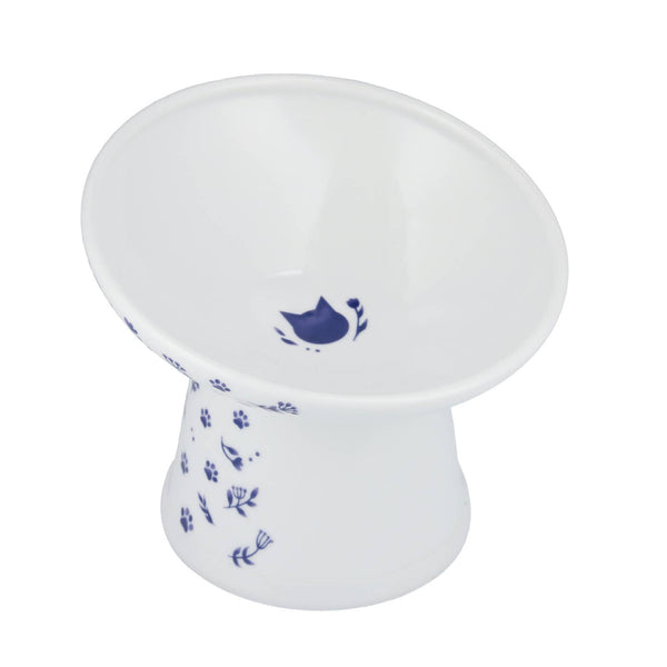 Tilted Stress Free Raised Cat Food Bowl (Nordic Blue)