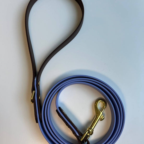 Two-Tone Biothane Leash Periwinkle and Dark Brown 6 feet 5/8"
