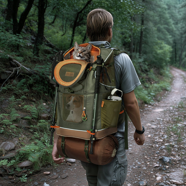 PETSFIT WILDPATH Dual‑Pet Hiking Carrier Backpack with Zippered Divider