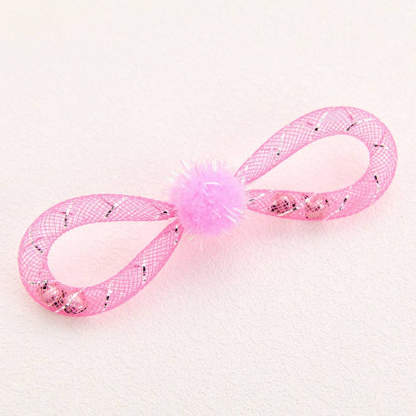 Moo — Mesh and Pom-Pom Cat Toy with Bell - pink
