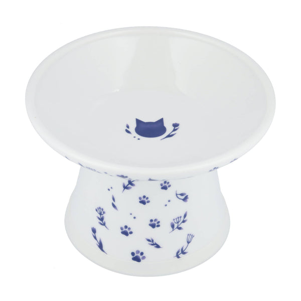 Extra Wide Raised Cat Food Bowl (Nordic Blue)