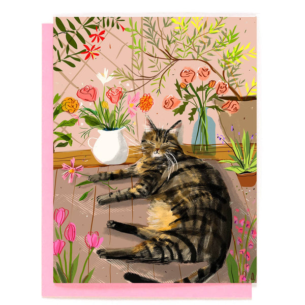 The Dancing Cat Flower Baby Greeting Card