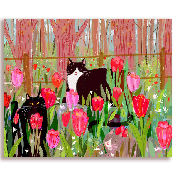 The Dancing Cat Tulip Cat Card
