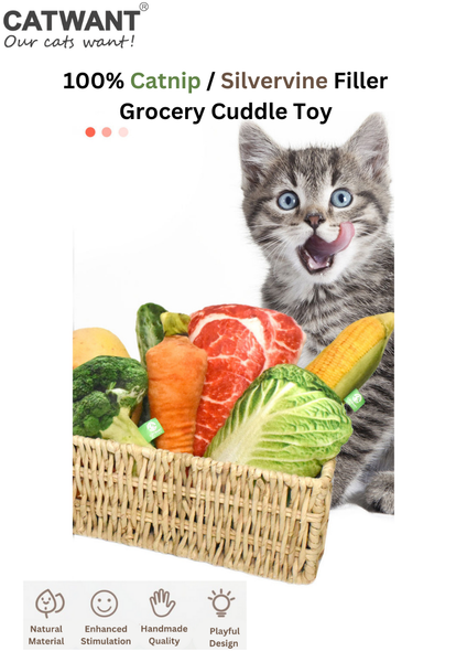 100% Catnip / Silvervine Filled Grocery Cuddle Toys