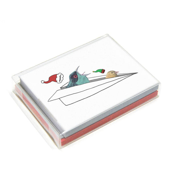 Christmas Airplane Greeting Card Box Set of 8