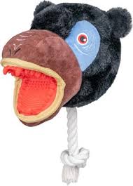 Indipets Angry Dog Monkey Squeaky Plush Dog Toy, 10.2-in