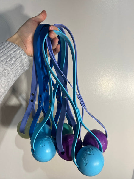Biothane Tug Toy Baby Blue with Glow Ball