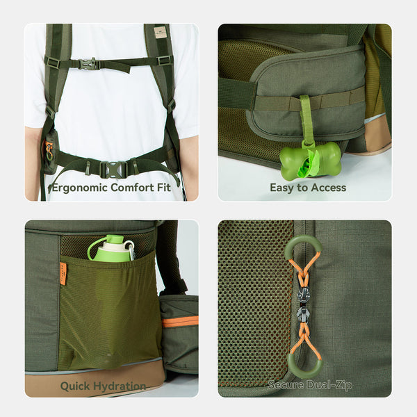 PETSFIT WILDPATH Dual‑Pet Hiking Carrier Backpack with Zippered Divider