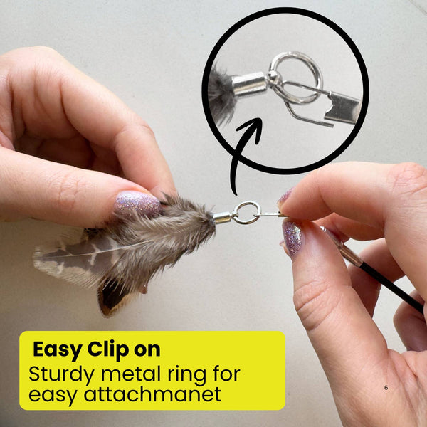 Forever Stick Feather Toy Attachment Set (3Pc) Natural Feathers For Cats