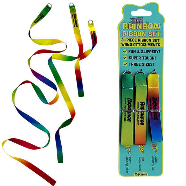 Forever Stick Rainbow Ribbon Set (3Pc), Colorful Satin Cat Wand Attachment