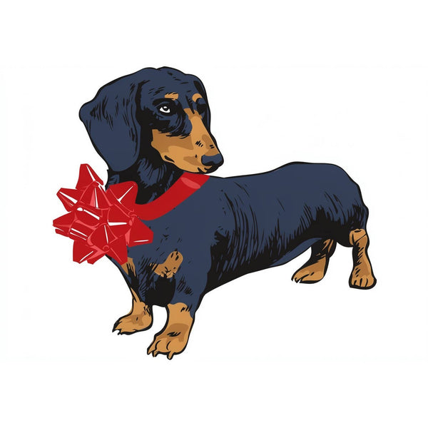 Dachshund and Red Bow Greeting
