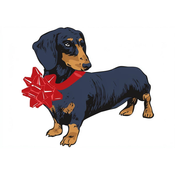 Dachshund and Red Bow Magnet