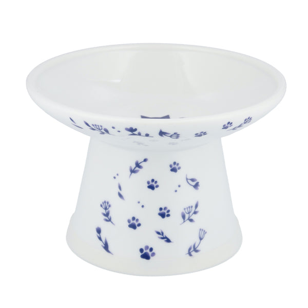 Extra Wide Raised Cat Food Bowl (Nordic Blue)