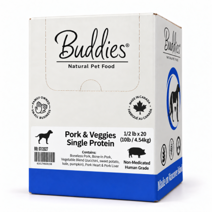 Pork & Veggies Single Protein with Pumpkin – 10# Box – 227g Portion