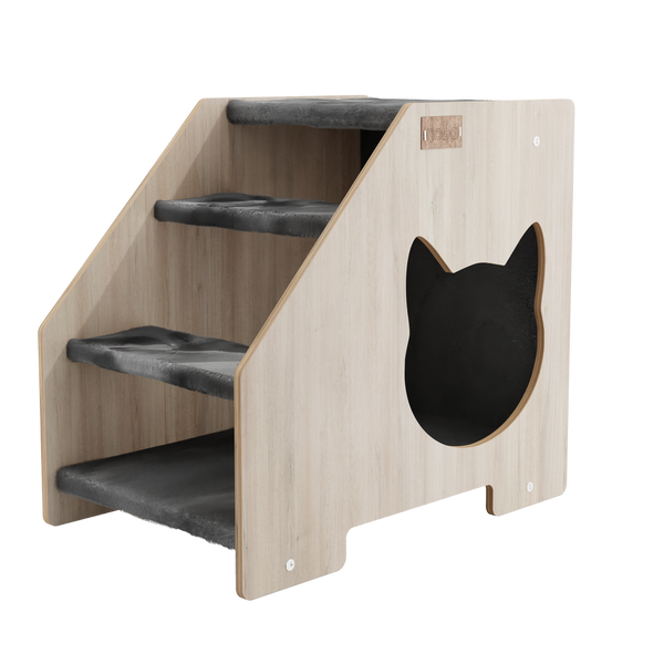 Noba the Stairs Hideout Cat Head Grey