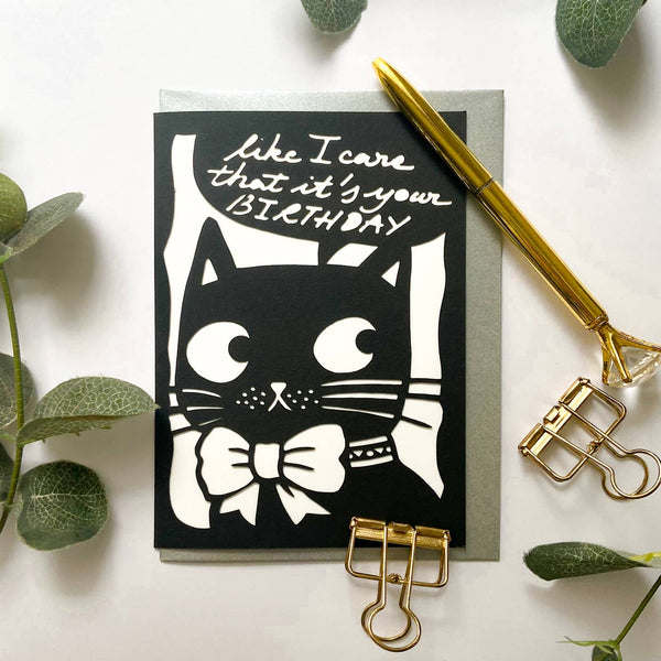 Funny cat birthday card, Humorous birthday card, Cat card
