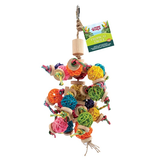 Living World – Tropical Trove, Foraging Mobile with Wicker Balls Bird Toy