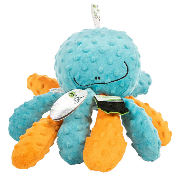 goDog - Crazy Tugs Octopus Squeaky Plush Dog Toy with Chew Guard Technology