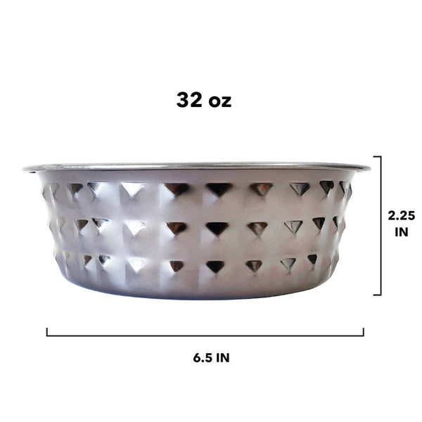 Eco-Friendly Hammered Stainless Steel Dog Bowl - Black Pearl