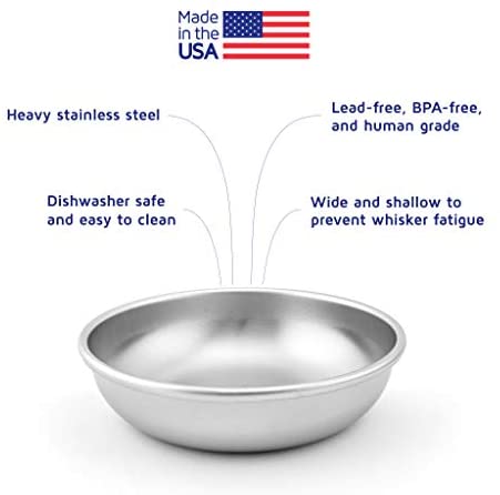 Americat Heavy Stainless Steel Whisker Friendly Cat Bowls