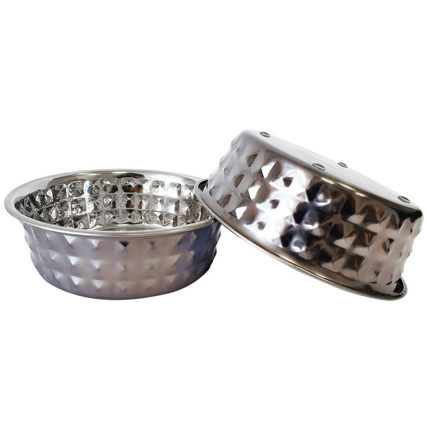 Eco-Friendly Hammered Stainless Steel Dog Bowl - Black Pearl