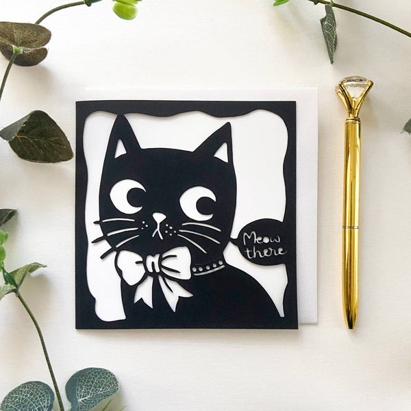 Meow there card, Funny cat birthday card