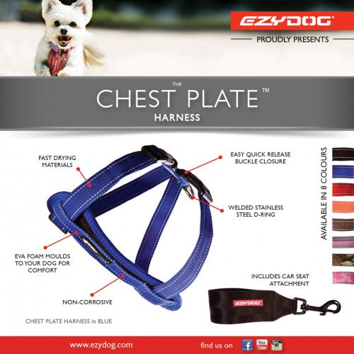 Ez Dog Chest Plate Harness/Reflective Piping with Car Restraint