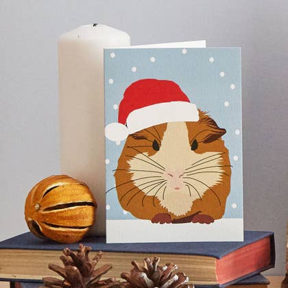 Christmas Guinea Pig Card with santa hat