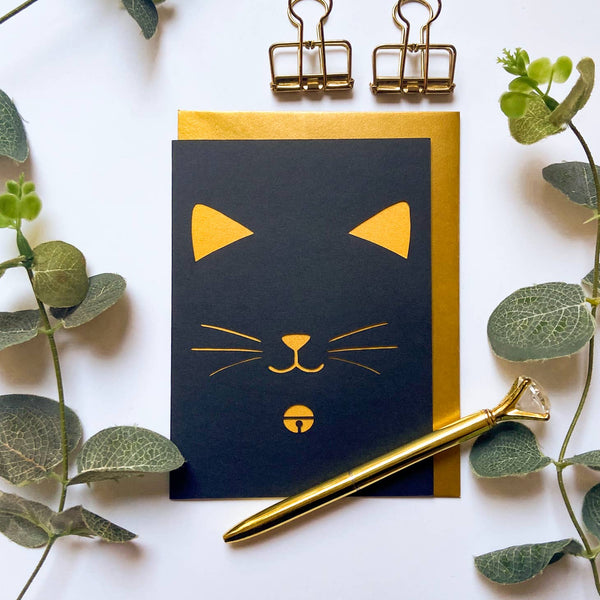 Kitten birthday card, Cat lover blank card, Feline card