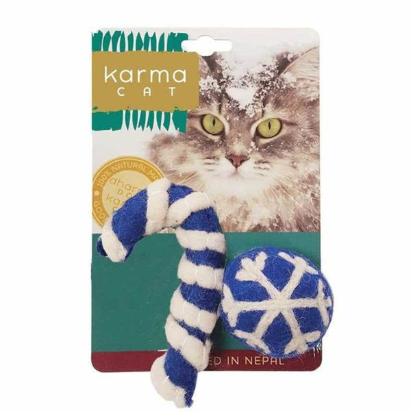 Karma Cat Blue Candy Cane and Ball