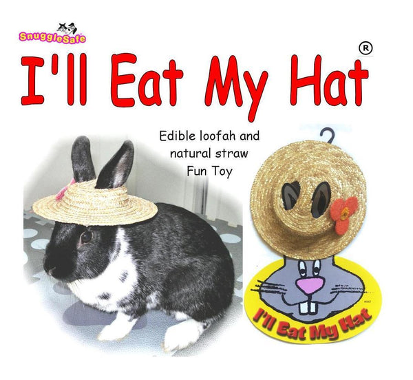 I’ll eat my hat! Straw hat for rabbits edible toy.