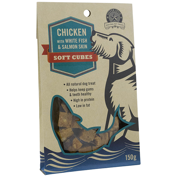 Silver Spur Chicken with White Fish Soft Cubes for Dogs 150g