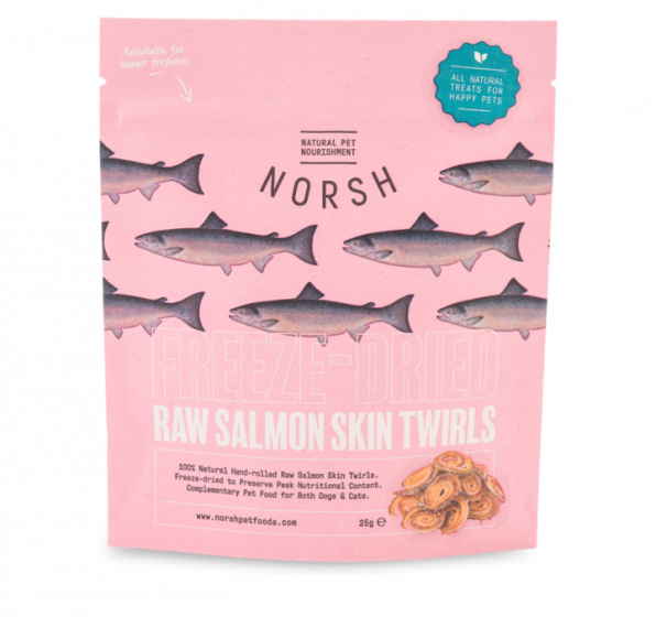Norsh Salmon Skin Twirls Freeze-Dried Raw Dog & Cat Treats - 25g
