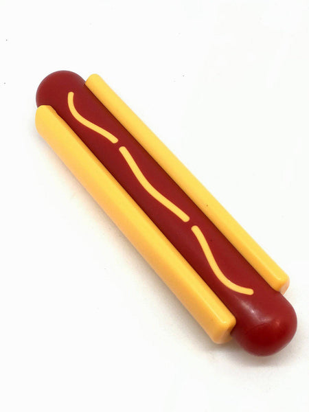 HOT DOG ULTRA DURABLE NYLON DOG CHEW TOY FOR AGGRESSIVE CHEWERS - YELLOW/RED